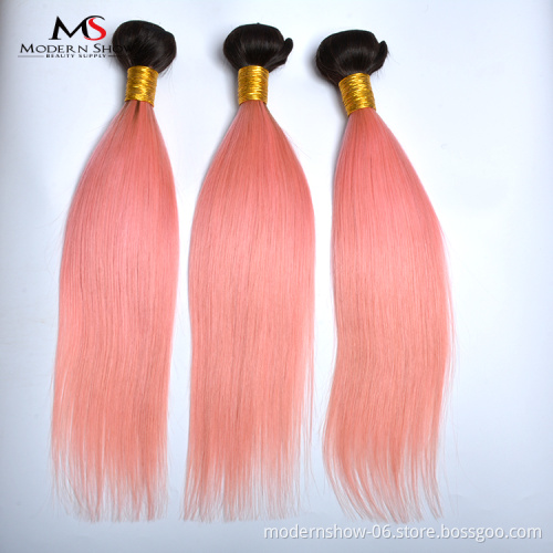 Ombre Brazilian Hair Weave 1B Pink, Human Hair Pink Weave Bundles, 1B Pink Human Hair Weave